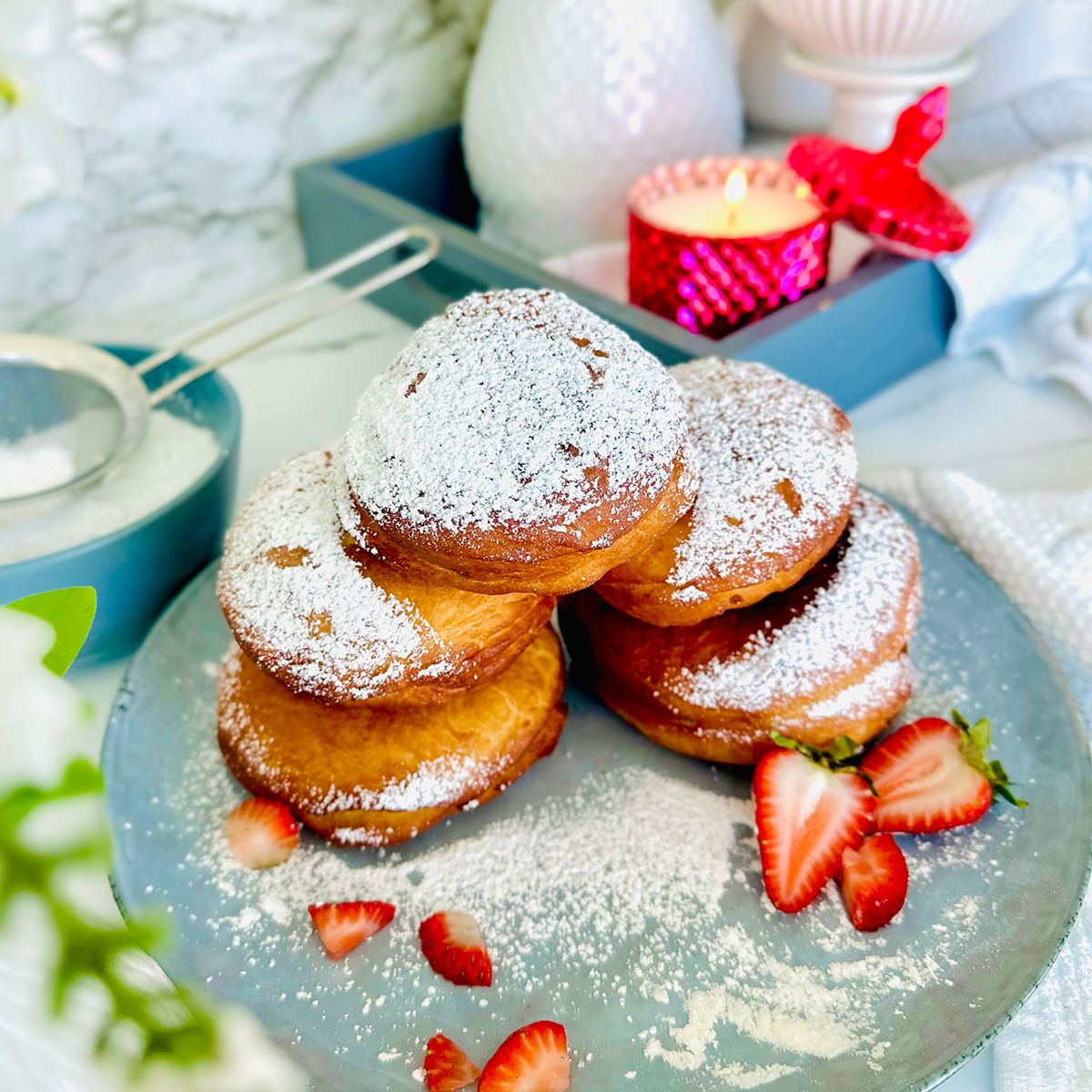 Nutella and Strawberry Filled Donuts (Ponchik) - Galore Of Flavors