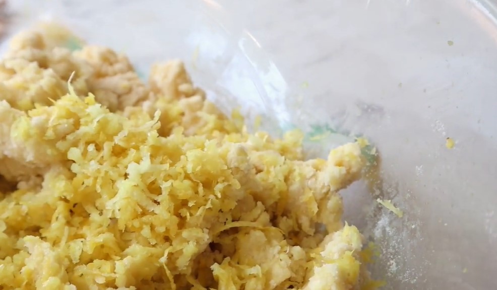 Lemon Tahini Scones Dessert grated lemons in a glass bowl