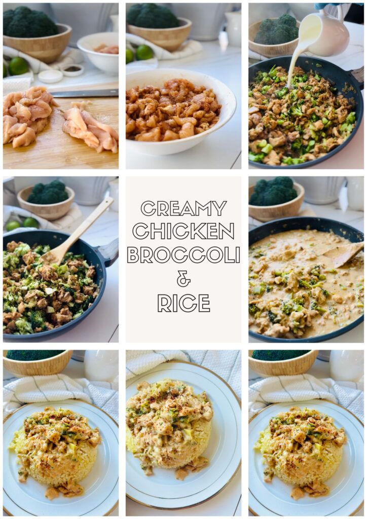 Creamy Chicken Broccoli and Rice steps on how to make this recipe.