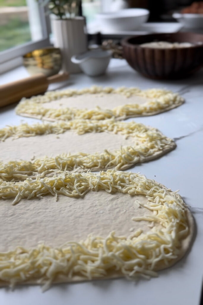 Middle Eastern Meat Flatbreads - dough edges filled with cheese