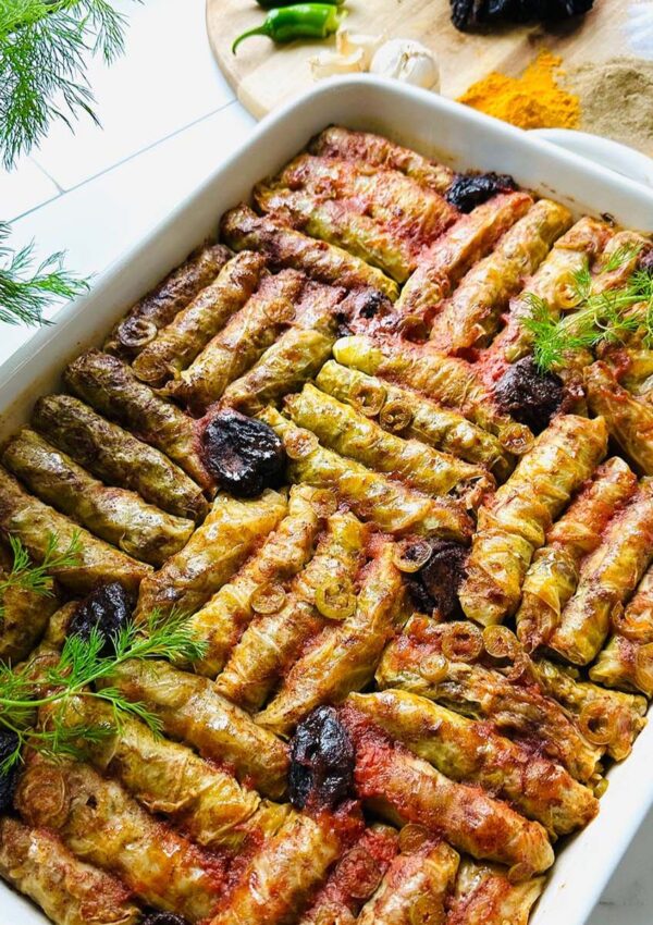Stuffed Cabbage Leaves Dolma – Vegetarian and Meat-Filled with Prunes